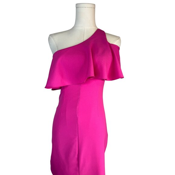 2/$30 Dear Moon Hot Pink One-Shoulder Ruffle Mini Dress - Picture 13 of 15